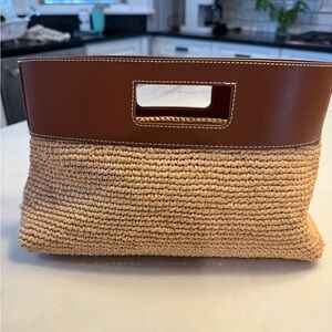 J. Crew Brown and Tan Woven Clutch